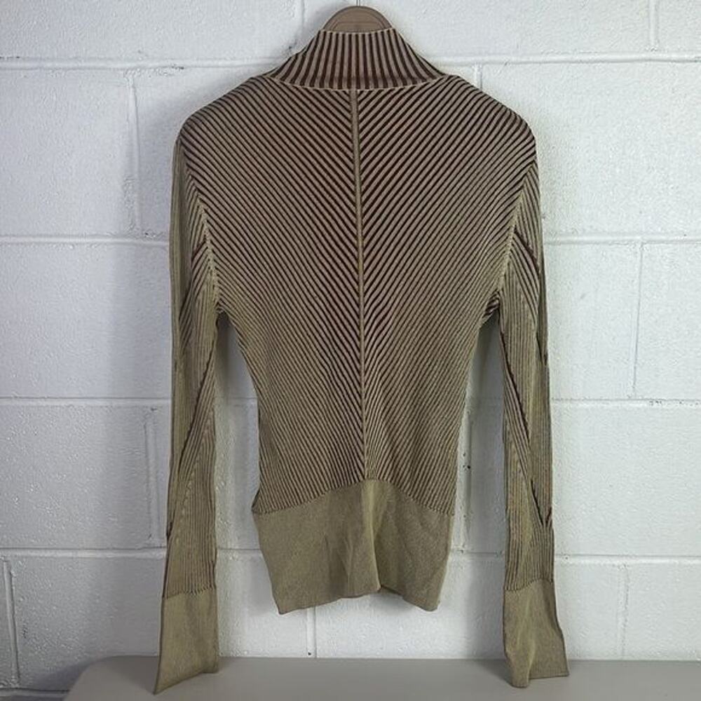 RTR AKNVAS Lennox Rib Knit Top burgundy/tan size medium turtleneck blouse ribbed - Picture 6 of 8